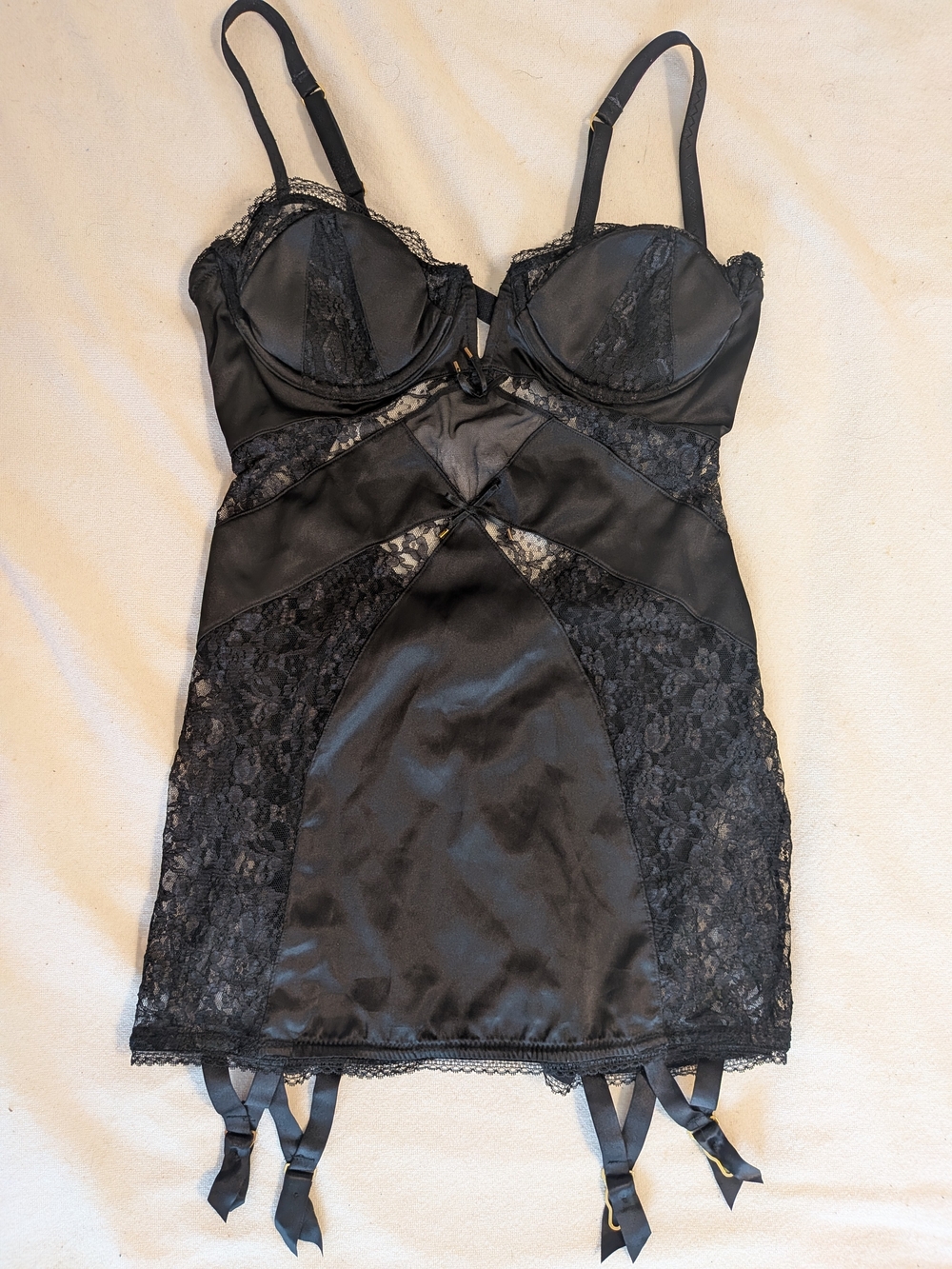 VS Lace & Satin Chemise with Garters